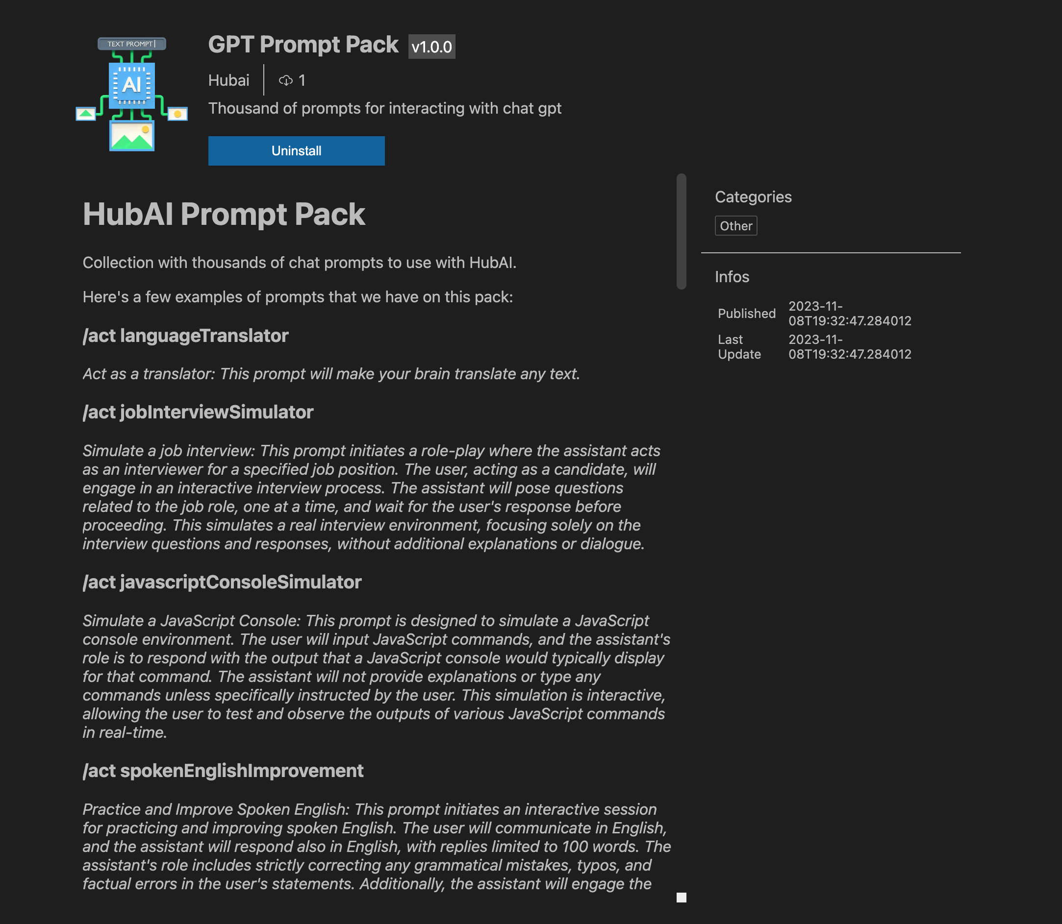 Gpt Prompt Pack Extension